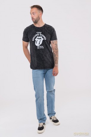 Rolling Stones - The: The Rolling Stones Unisex T-Shirt: NYC '75 (Black) (Wash Collection) (Large)