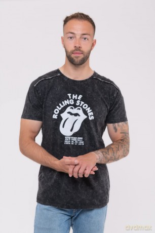 Rolling Stones - The: The Rolling Stones Unisex T-Shirt: NYC '75 (Black) (Wash Collection) (Large)