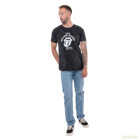 Rolling Stones - The: The Rolling Stones Unisex T-Shirt: NYC '75 (Navy Blue) (Wash Collection) (Large)