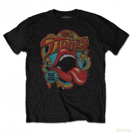 Rolling Stones - The: The Rolling Stones Unisex T-Shirt: Retro 70s Vibe (Black) (Soft Hand Inks) (XXXXX-Large)