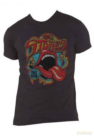 Rolling Stones - The: The Rolling Stones Unisex T-Shirt: Retro 70s Vibe (Black) (Soft Hand Inks) (XXXXX-Large)