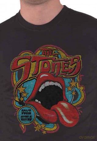 Rolling Stones - The: The Rolling Stones Unisex T-Shirt: Retro 70s Vibe (Black) (Soft Hand Inks) (XXXXX-Large)