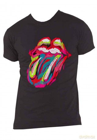 Rolling Stones - The: The Rolling Stones Unisex T-Shirt: Sixty Brushstroke Tongue (Black) (X-Large)