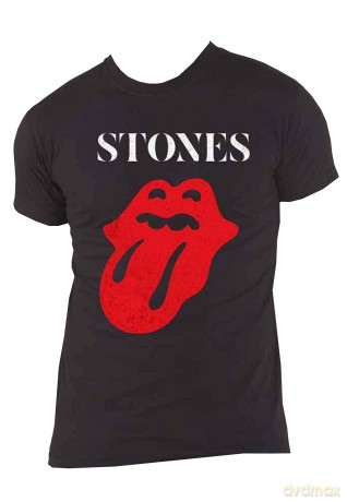 Rolling Stones - The: The Rolling Stones Unisex T-Shirt: Sixty Classic Vintage Solid Tongue (Black) (Large)