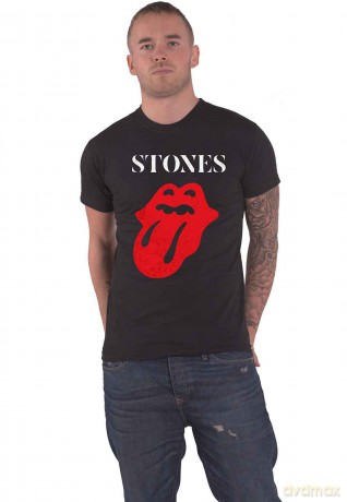 Rolling Stones - The: The Rolling Stones Unisex T-Shirt: Sixty Classic Vintage Solid Tongue (Black) (Small)