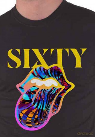 Rolling Stones - The: The Rolling Stones Unisex T-Shirt: Sixty Cyberdelic Tongue (Black) (Back Print) (Small)