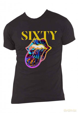 Rolling Stones - The: The Rolling Stones Unisex T-Shirt: Sixty Cyberdelic Tongue (Black) (Back Print) (Small)