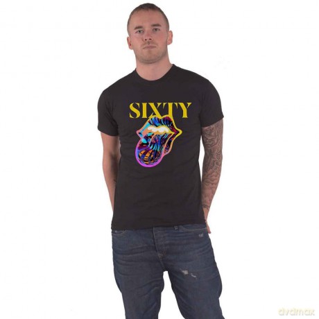 Rolling Stones - The: The Rolling Stones Unisex T-Shirt: Sixty Cyberdelic Tongue (Black) (Back Print) (X-Large)