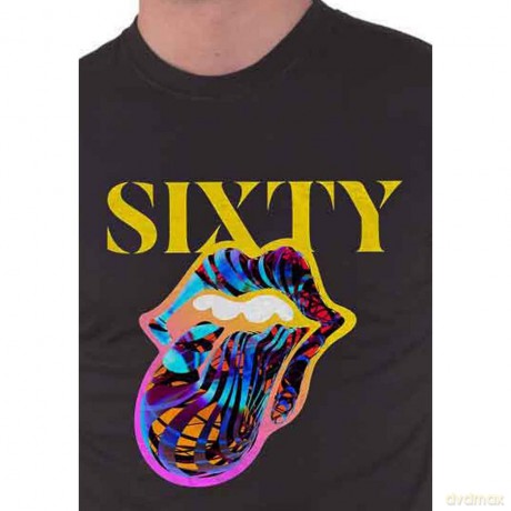 Rolling Stones - The: The Rolling Stones Unisex T-Shirt: Sixty Cyberdelic Tongue (Black) (Back Print) (X-Large)