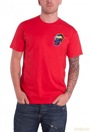 Rolling Stones - The: The Rolling Stones Unisex T-Shirt: Sixty Gradient Text (Red) (Back Print) (Medium)