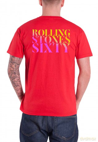 Rolling Stones - The: The Rolling Stones Unisex T-Shirt: Sixty Gradient Text (Red) (Back Print) (Medium)
