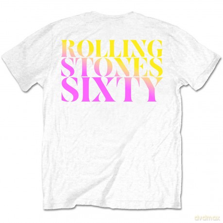 Rolling Stones - The: The Rolling Stones Unisex T-Shirt: Sixty Gradient Text (White) (Back Print) (Small)