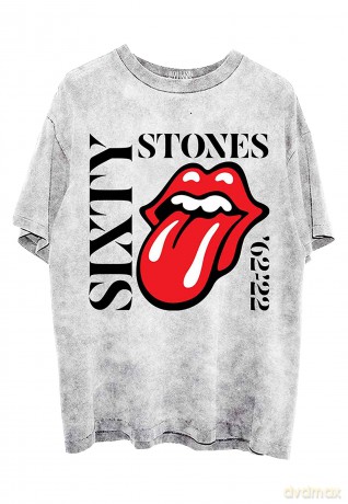 Rolling Stones - The: The Rolling Stones Unisex T-Shirt: Sixty Vertical (Grey) (Wash Collection) (Small)