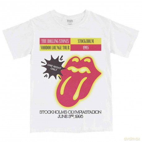 Rolling Stones - The: The Rolling Stones Unisex T-Shirt: Stockholm '95 (White) (Medium)