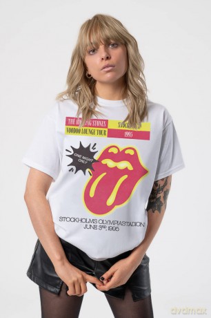 Rolling Stones - The: The Rolling Stones Unisex T-Shirt: Stockholm '95 (White) (Medium)