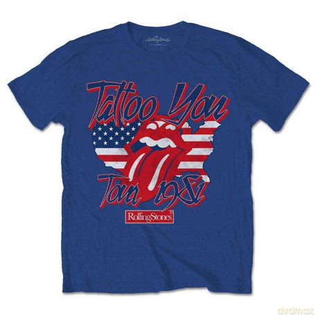 Rolling Stones - The: The Rolling Stones Unisex T-Shirt: Tattoo You Americana (Blue) (X-Large)
