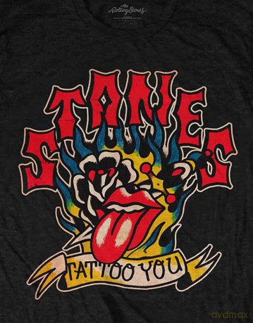 Rolling Stones - The: The Rolling Stones Unisex T-Shirt: Tattoo You Blue Flames (Black) (Large)
