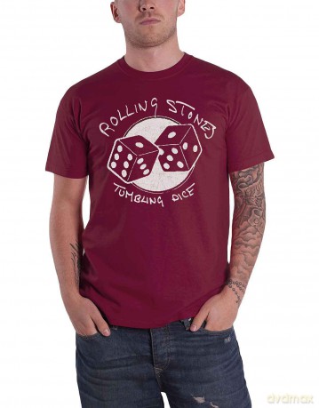 Rolling Stones - The: The Rolling Stones Unisex T-Shirt: Tumbling Dice (Maroon Red) (Medium)