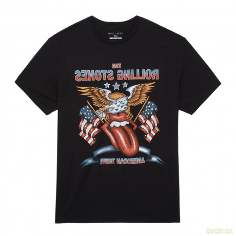 Rolling Stones - The: The Rolling Stones Unisex T-Shirt: USA Tour Eagle (Black) (Large)