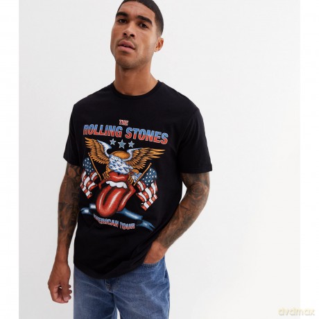 Rolling Stones - The: The Rolling Stones Unisex T-Shirt: USA Tour Eagle (Black) (Large)