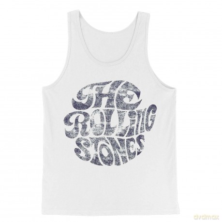 Rolling Stones - The: The Rolling Stones Unisex Tank T-Shirt: Vintage 70s Logo (White) (Large)