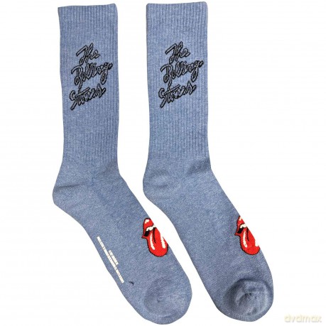 Rolling Stones - The: The Rolling Stones Unisex Terry Socks: Script Logo (Tie-Dye Effect Blue) (UK Size 7 - 11)