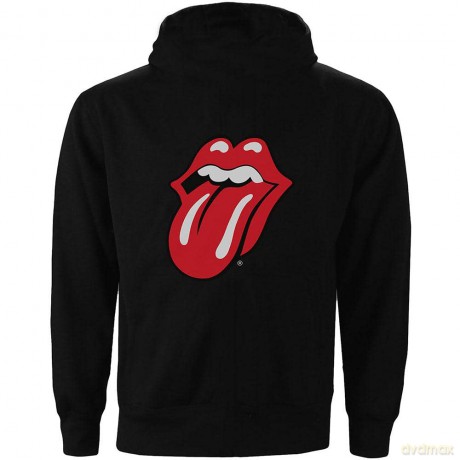 Rolling Stones - The: The Rolling Stones Unisex Zipped Hoodie: Classic Tongue (Back Print) (Large)