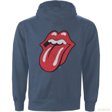 Rolling Stones - The: The Rolling Stones Unisex Zipped Hoodie: Classic Tongue (Back Print) (Medium)