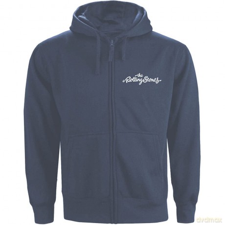 Rolling Stones - The: The Rolling Stones Unisex Zipped Hoodie: Classic Tongue (Back Print) (X-Large)