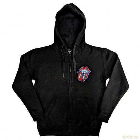 Rolling Stones - The: The Rolling Stones Unisex Zipped Hoodie: Hackney Diamonds Stars (Black) (Back Print) (Large)