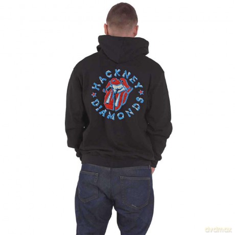 Rolling Stones - The: The Rolling Stones Unisex Zipped Hoodie: Hackney Diamonds Stars (Black) (Back Print) (Medium)