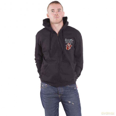 Rolling Stones - The: The Rolling Stones Unisex Zipped Hoodie: Hackney Diamonds Stars (Black) (Back Print) (Small)