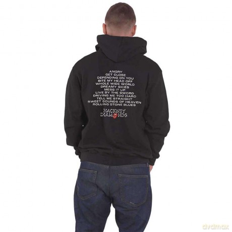 Rolling Stones - The: The Rolling Stones Unisex Zipped Hoodie: Hackney Diamonds Stars (Black) (Back Print) (Small)
