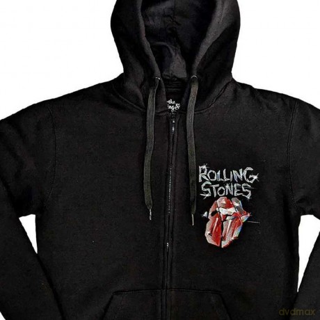 Rolling Stones - The: The Rolling Stones Unisex Zipped Hoodie: Hackney Diamonds Tracklist (Black) (Back Print) (Medium)