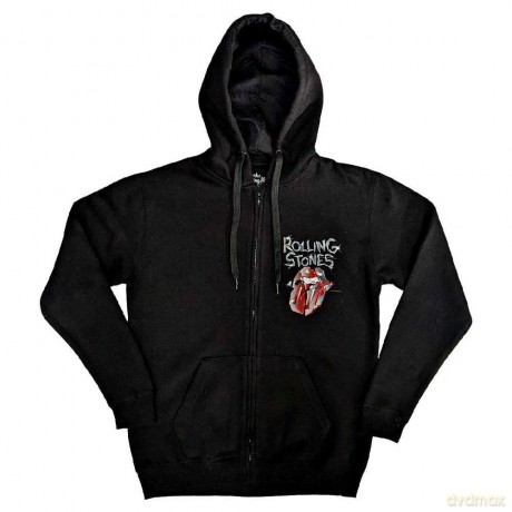 Rolling Stones - The: The Rolling Stones Unisex Zipped Hoodie: Hackney Diamonds Tracklist (Black) (Back Print) (XX-Large)