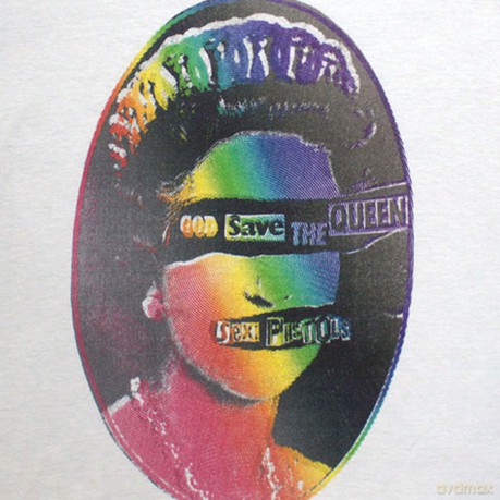 Sex Pistols - The: The Sex Pistols Ladies Crop Top: God Save The Queen Rainbow Print (White) (X-Large)