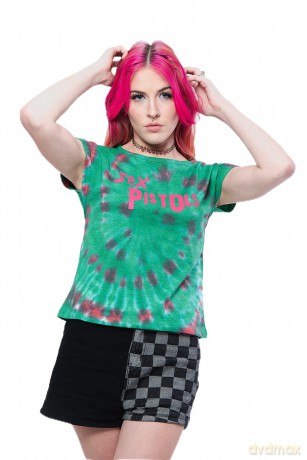 Sex Pistols - The: The Sex Pistols Ladies Crop Top: Logo (Green) (Wash Collection) (XX-Large)