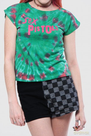 Sex Pistols - The: The Sex Pistols Ladies Crop Top: Logo (Green) (Wash Collection) (XX-Large)