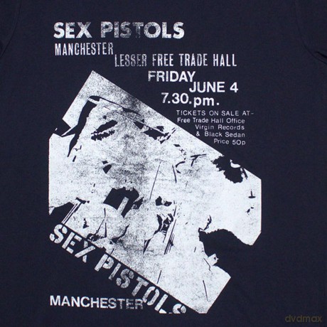 Sex Pistols - The: The Sex Pistols Ladies T-Shirt: Manchester Flyer (Navy Blue) (Medium)