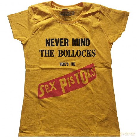 Sex Pistols - The: The Sex Pistols Ladies T-Shirt: Never Mind the Bollocks Original Album (Yellow) (X-Large)