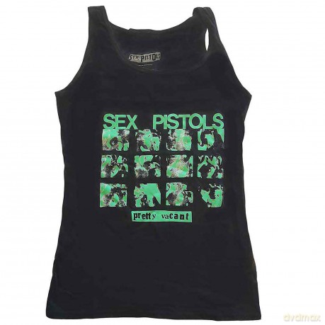 Sex Pistols - The: The Sex Pistols Ladies Vest T-Shirt: Pretty Vacant (Black) (Small)