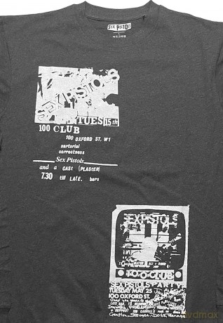 Sex Pistols - The: The Sex Pistols Unisex Long Sleeve T-Shirt: 100 Club (Charcoal Grey) (Back Print) (Large)