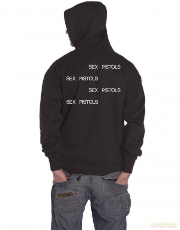 Sex Pistols - The: The Sex Pistols Unisex Pullover Hoodie: Pretty Vacant (Black) (Back Print) (X-Large)