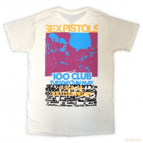 Sex Pistols - The: The Sex Pistols Unisex T-Shirt: 100 Club (Natural) (Back Print) (Small)