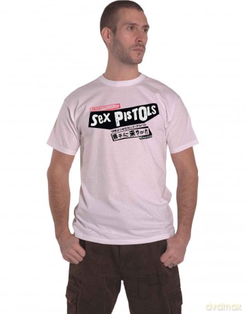 Sex Pistols - The: The Sex Pistols Unisex T-Shirt: Filthy Lucre Japan (White) (Back Print) (Small)