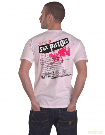 Sex Pistols - The: The Sex Pistols Unisex T-Shirt: Filthy Lucre Japan (White) (Back Print) (X-Large)