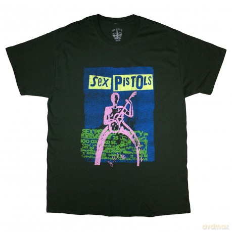 Sex Pistols - The: The Sex Pistols Unisex T-Shirt: Guitar Cartoon (Green) (Small)