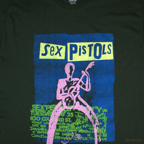 Sex Pistols - The: The Sex Pistols Unisex T-Shirt: Guitar Cartoon (Green) (Small)