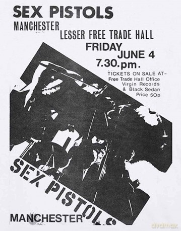 Sex Pistols - The: The Sex Pistols Unisex T-Shirt: Manchester Flyer (White) (Small)