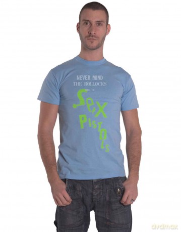 Sex Pistols - The: The Sex Pistols Unisex T-Shirt: Never Mind The Bollocks Drop Logo (Light Blue) (Large)